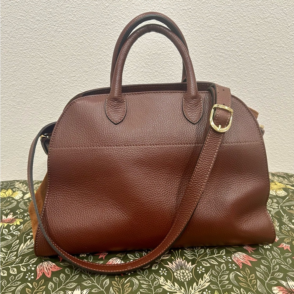 Elegant Brown Leather Handbag by Anna Paola
